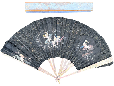 Large Lace Antique Fan Props, Prop Hire