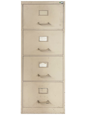 Retro Metal Cream Filing Cabinet Props, Prop Hire