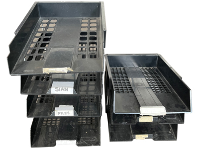 Plastic Office Filing Trays Props, Prop Hire