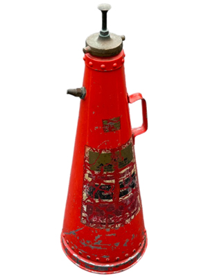 Vintage Red Conical Minimax Fire Extinguisher Props, Prop Hire