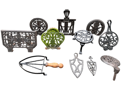 Victorian Cast Iron Metal Firplace Hearth Emblem Trivets Props, Prop Hire