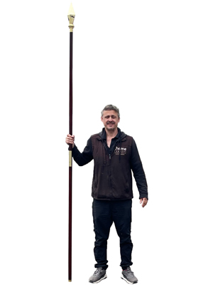 Wood and Brass Flagpoles Props, Prop Hire