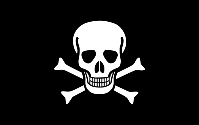 Large Skull and Crossbone Stitched Flag Props, Prop Hire