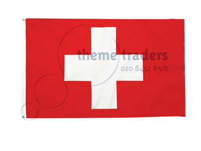 Stitched Swiss 3.7 Metre Flags Props, Prop Hire