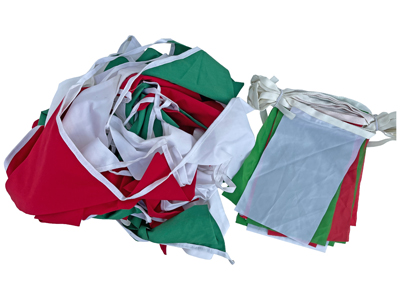 Green Red White Bunting Props, Prop Hire