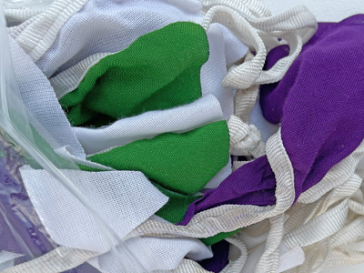 Purple Green White Bunting Props, Prop Hire