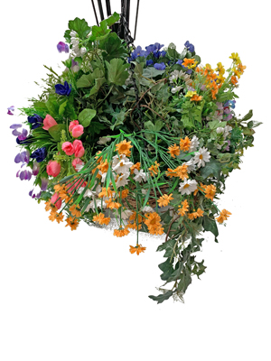 Colourful Hanging Flower Baskets Props, Prop Hire