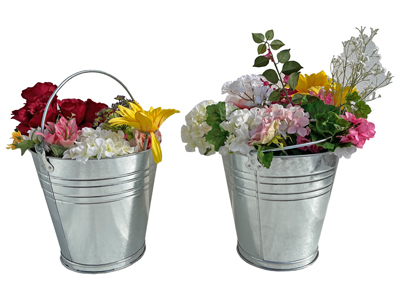 Flowers In Buckets Props, Prop Hire