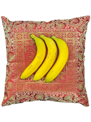 Bananas On Embroidered Cushion Props, Prop Hire