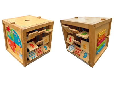 Retro Childrens Wooden Multi Face Play Cube Props, Prop Hire