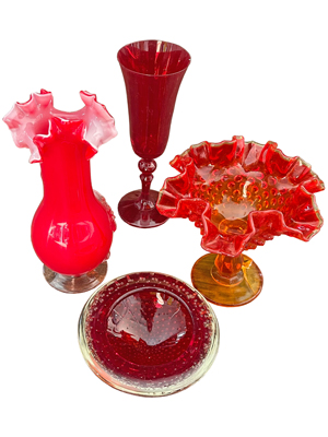 Red Glassware Props, Prop Hire