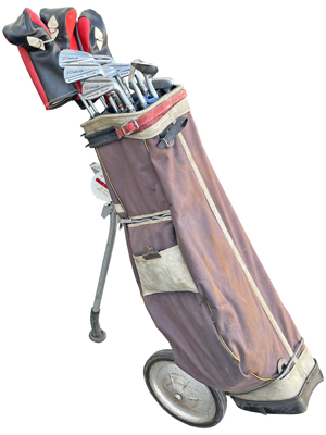 Full Stand Up Retro Golf Clubs and Bag Props, Prop Hire