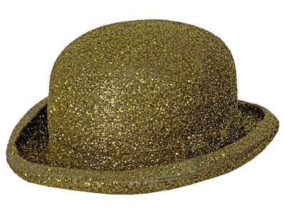 Gold Glitter Bowler Hat Props, Prop Hire