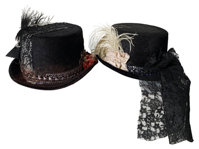 Victorian Womens Steampunk Bonnets Props, Prop Hire