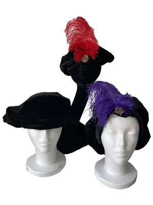 Tudor Renaissance Velvet Beret Hats Props, Prop Hire