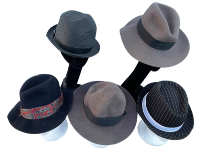 Trilby and Fedora Character Hats Props, Prop Hire