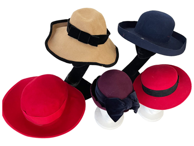 Womens 30s Daywear Felt Hats Props, Prop Hire