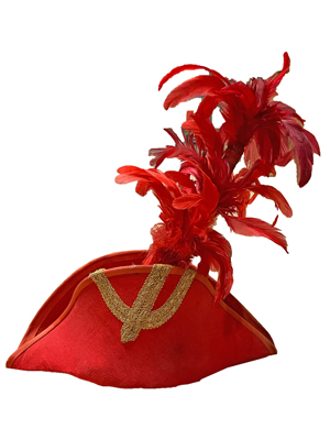 Red Napoleonic Tricorn Hat Props, Prop Hire