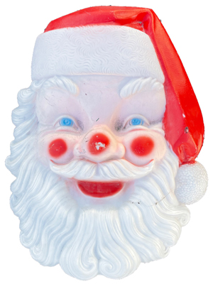 Retro 1 Metre Father Xmas Plastic Relief Head Props, Prop Hire