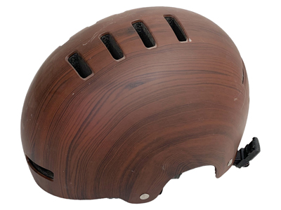 Bicycle Helmet Wood Effect Props, Prop Hire