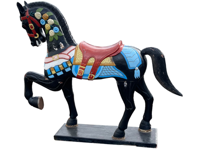 Showman Antique Solid Wood Fairground Carousel Horse 1.5 Metre Props, Prop Hire