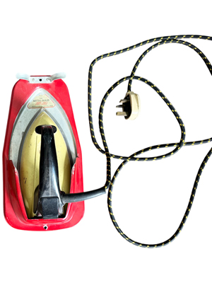 Metal Maid Vintage Red Iron and Holder Props, Prop Hire