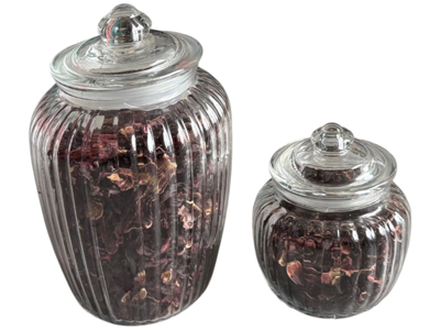 Vintage Pot Pourri Exotic Spice Glass Fluted Storage Jars (different sizes) Props, Prop Hire