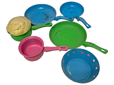 Coloured Saucepans Props, Prop Hire