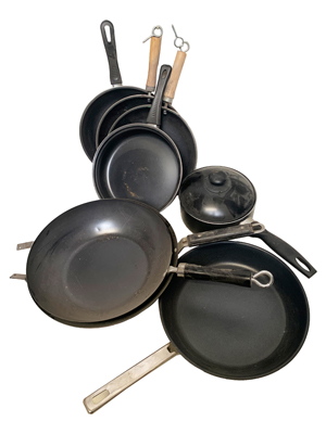 Black Pots and Saucepans Props, Prop Hire