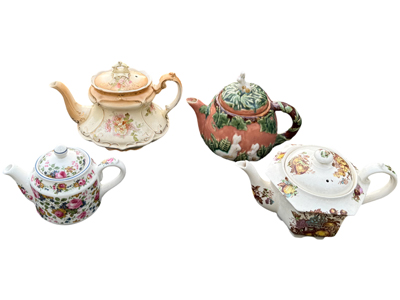 Retro Highly Decorative Ceramic Teapots Props, Prop Hire
