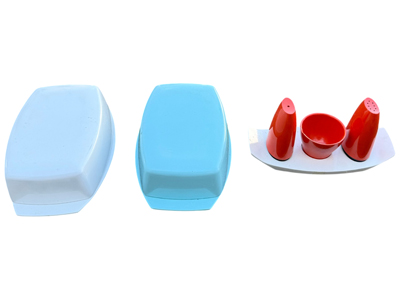 70s Kitchenware Butter and Salt Pepper Props, Prop Hire