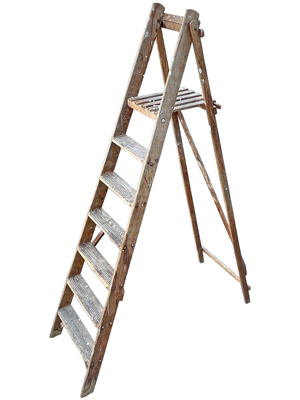 Retro 2 Metre Wooden Builders Display Ladder Props, Prop Hire