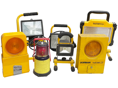 Industrial Site Roadworks Floodlights Props, Prop Hire