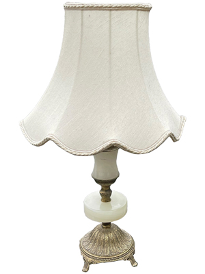 Brass Small Table Side Lamp With White Marble Detail Props, Prop Hire