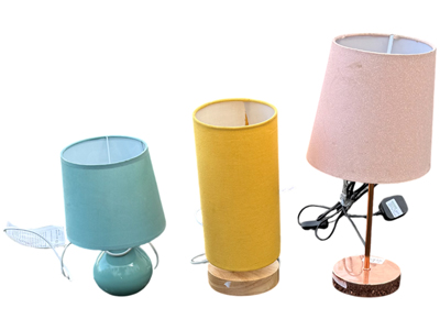 Green Pink Yellow Small Table Lamps Props, Prop Hire