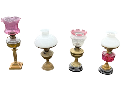 Antique Brass Paraffin Side Lamps Props, Prop Hire