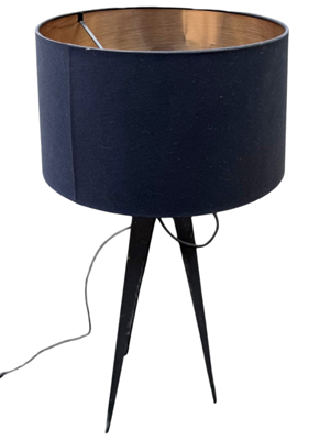 Large Black Metal Tripod Table Lamp Props, Prop Hire
