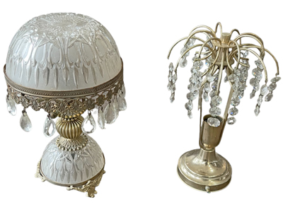 Vintage Crystal Table Side Lamps Props, Prop Hire