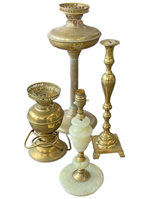 Vintage Brass and Onyx Side Table Lamps Props, Prop Hire