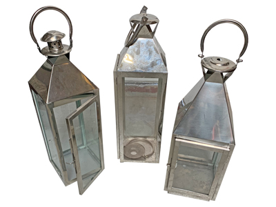 Medium Silver Lanterns Props, Prop Hire