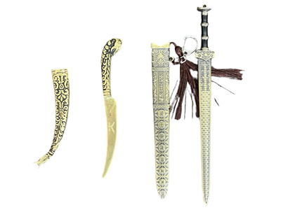 Eastern Brass Dagger Letter Knives Props, Prop Hire