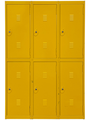 Yellow Triple Lockers (9 available) Props, Prop Hire