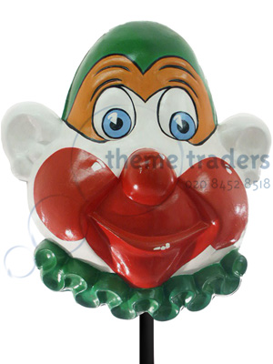 Clowns Face Mask on Plinths (Vintage condition) Props, Prop Hire