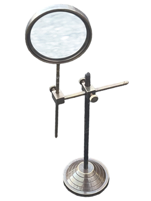 Brass Antique Style Magnifying Glass On Retort Stand Props, Prop Hire