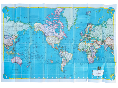 2 Metre Vintage World Map Props, Prop Hire