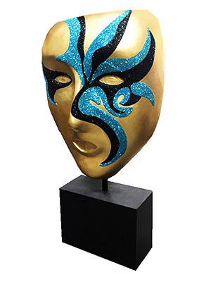 Venetian Mask - Freestanding on Pole and Base Props, Prop Hire