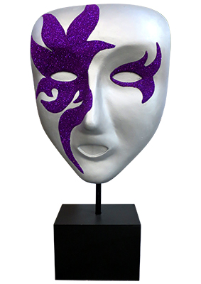 Venetian Mask - Freestanding on Pole and Base Props, Prop Hire