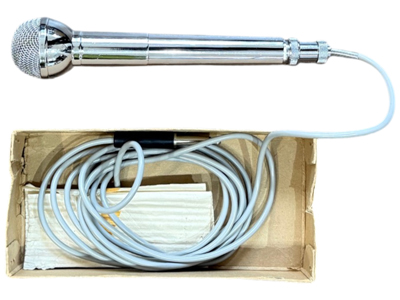 Vintage Chrome Microphone Props, Prop Hire