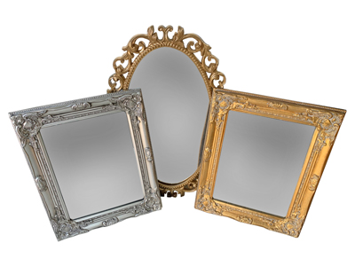 Ornate Framed Gold and Silver Wall Mirrors Props, Prop Hire