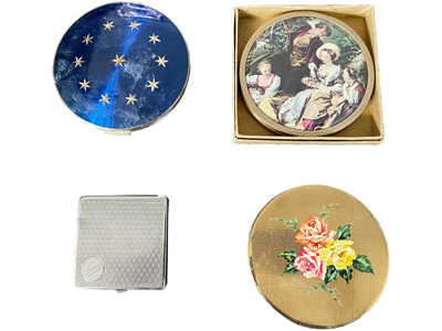 Vintage Ladies Powder Compacts Mirror Props, Prop Hire